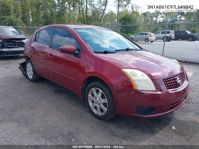 2007 Nissan Sentra 2.0/2.0S/2.0Sl VIN: 3N1AB61E97L649842 Lot: 40156664