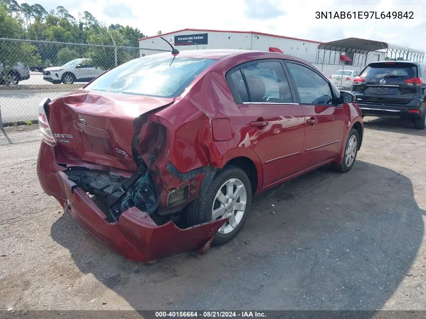 2007 Nissan Sentra 2.0/2.0S/2.0Sl VIN: 3N1AB61E97L649842 Lot: 40156664