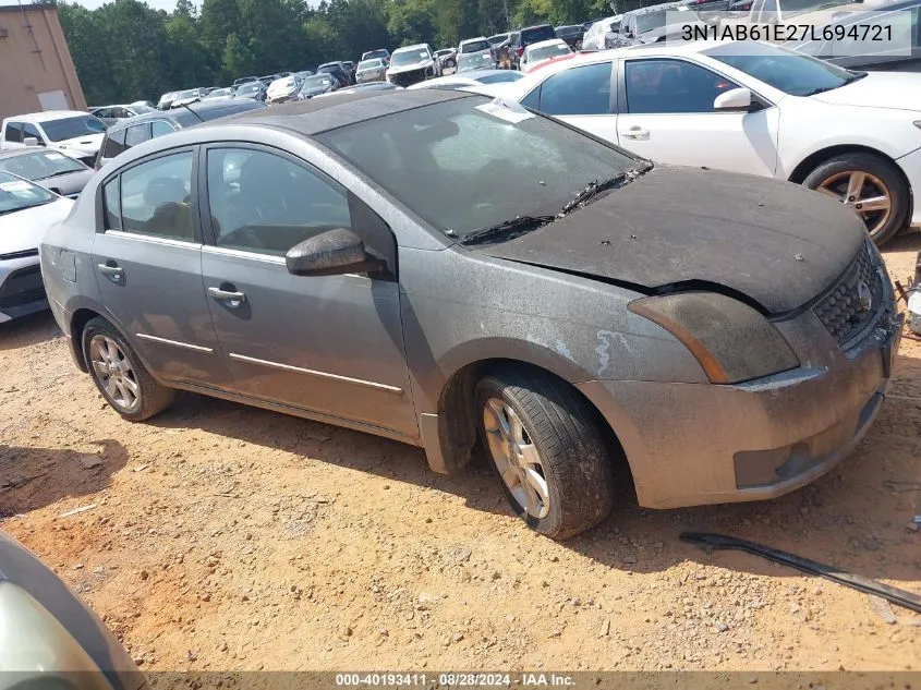 2007 Nissan Sentra 2.0Sl VIN: 3N1AB61E27L694721 Lot: 40193411