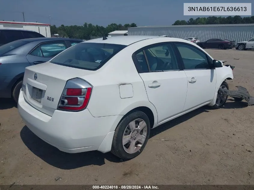 2007 Nissan Sentra 2.0S VIN: 3N1AB61E67L636613 Lot: 40224018