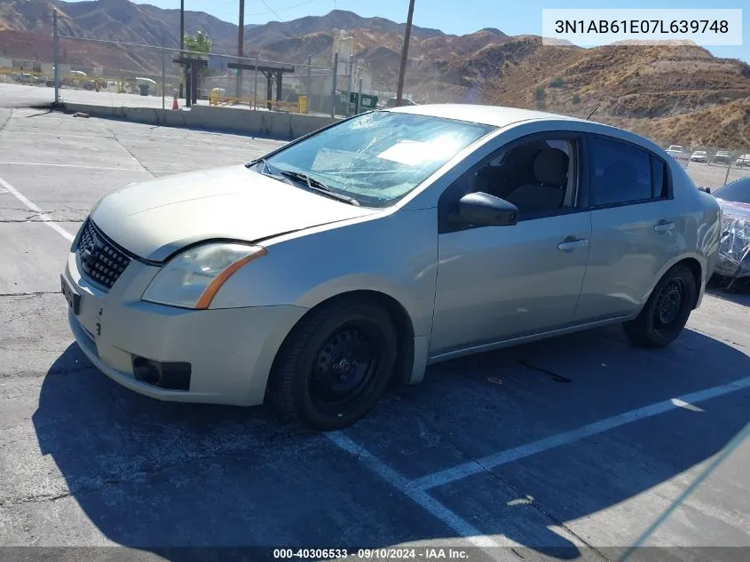 2007 Nissan Sentra 2.0/2.0S/2.0Sl VIN: 3N1AB61E07L639748 Lot: 40306533