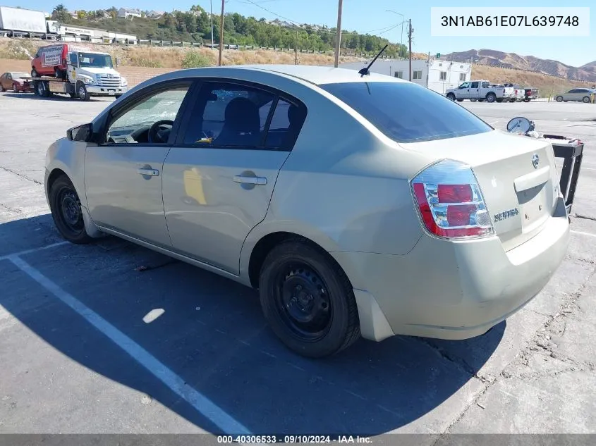 2007 Nissan Sentra 2.0/2.0S/2.0Sl VIN: 3N1AB61E07L639748 Lot: 40306533