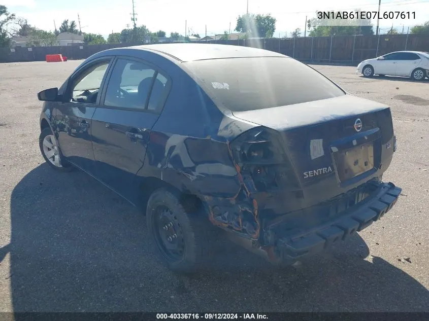 2007 Nissan Sentra 2.0 VIN: 3N1AB61E07L607611 Lot: 40336716