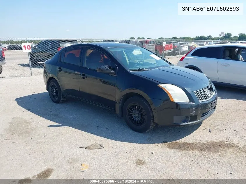 2007 Nissan Sentra 2.0 VIN: 3N1AB61E07L602893 Lot: 40375966