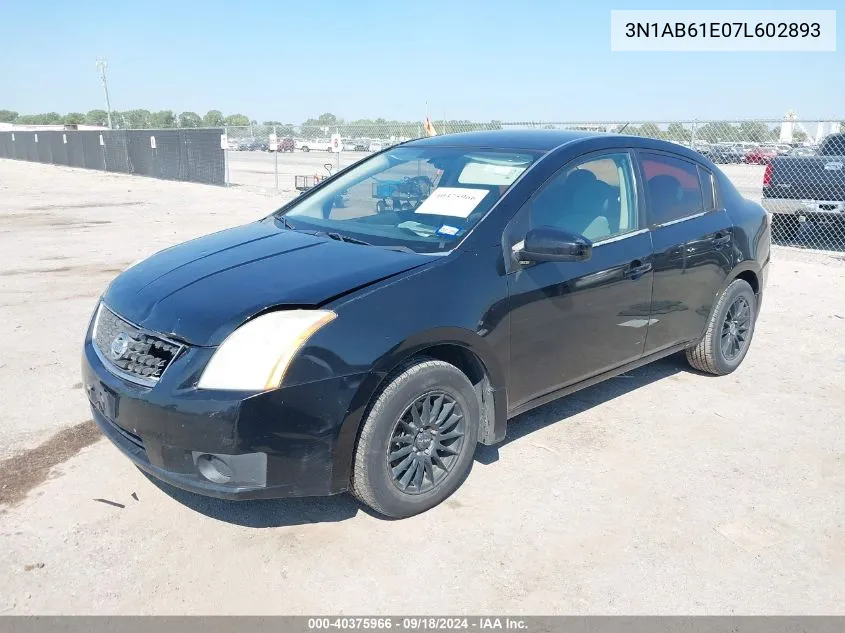 2007 Nissan Sentra 2.0 VIN: 3N1AB61E07L602893 Lot: 40375966