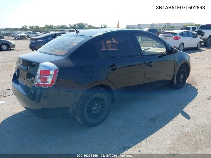 2007 Nissan Sentra 2.0 VIN: 3N1AB61E07L602893 Lot: 40375966