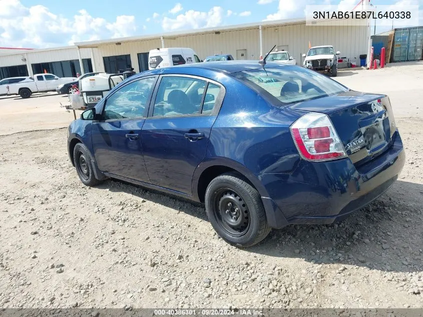 2007 Nissan Sentra 2.0 VIN: 3N1AB61E87L640338 Lot: 40386301