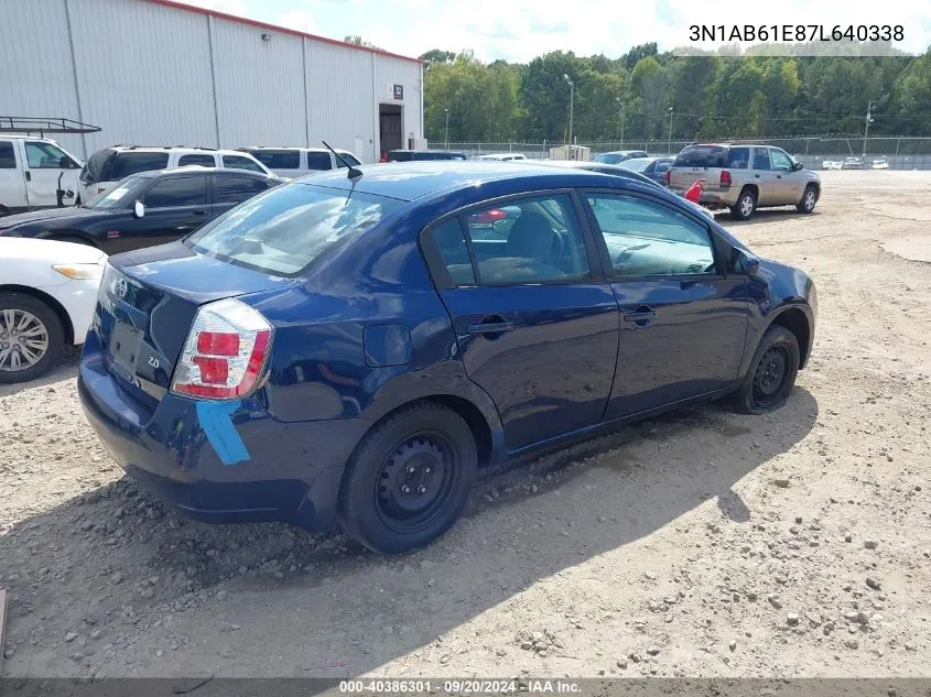 2007 Nissan Sentra 2.0 VIN: 3N1AB61E87L640338 Lot: 40386301