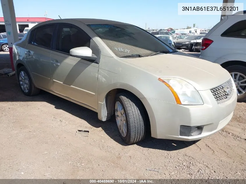 2007 Nissan Sentra 2.0S VIN: 3N1AB61E37L651201 Lot: 40459690