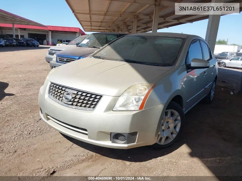 2007 Nissan Sentra 2.0S VIN: 3N1AB61E37L651201 Lot: 40459690