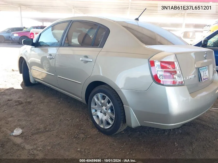 2007 Nissan Sentra 2.0S VIN: 3N1AB61E37L651201 Lot: 40459690