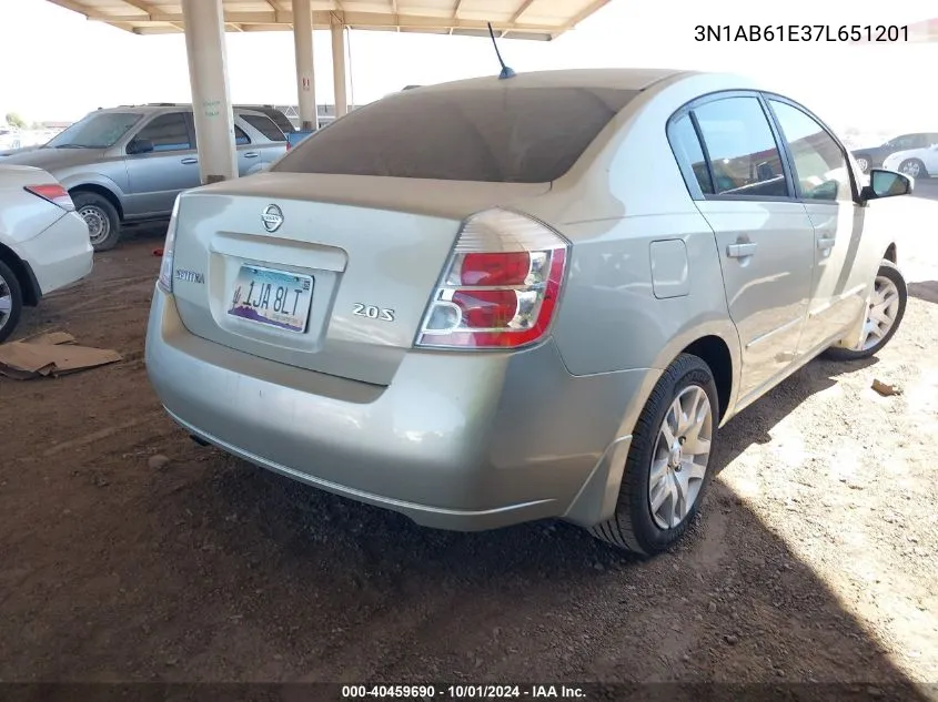 2007 Nissan Sentra 2.0S VIN: 3N1AB61E37L651201 Lot: 40459690