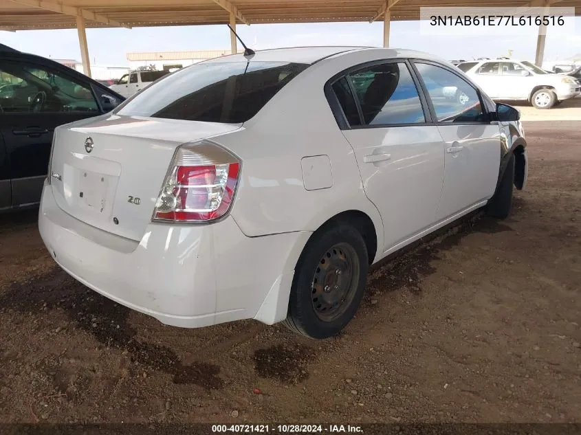 2007 Nissan Sentra 2.0 VIN: 3N1AB61E77L616516 Lot: 40721421