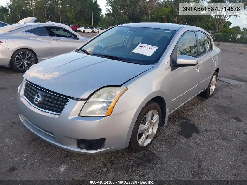 2007 Nissan Sentra 2.0S VIN: 3N1AB61E87L714678 Lot: 40724380