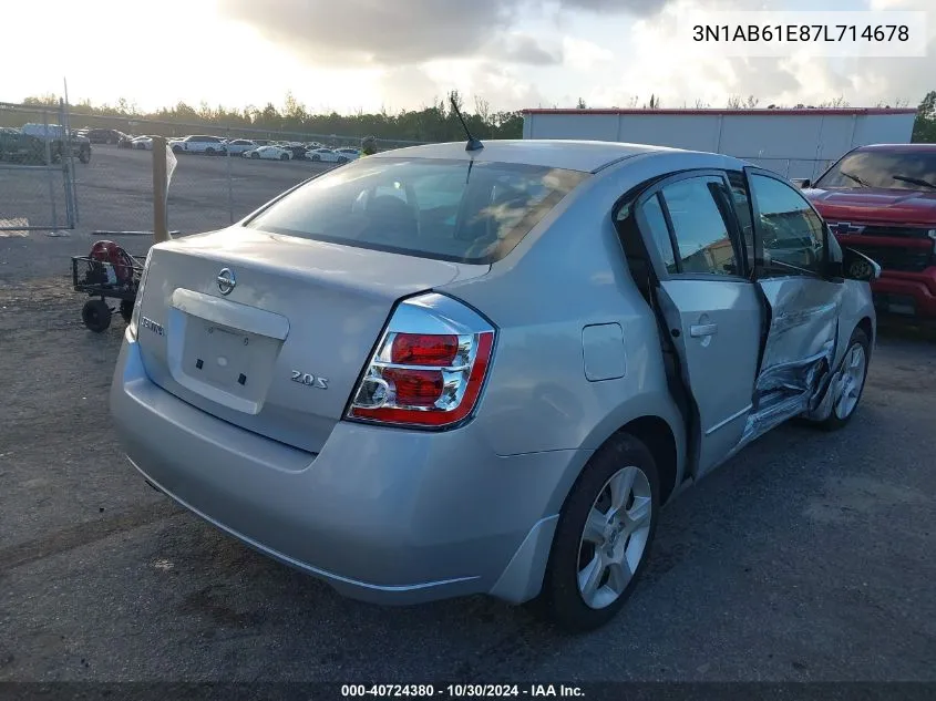 2007 Nissan Sentra 2.0S VIN: 3N1AB61E87L714678 Lot: 40724380