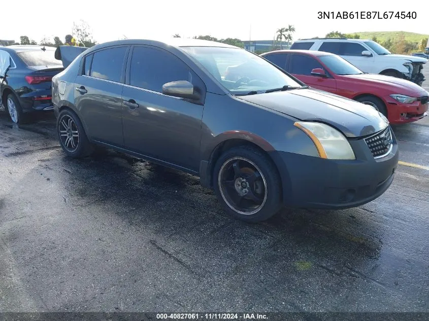 2007 Nissan Sentra 2.0S VIN: 3N1AB61E87L674540 Lot: 40827061