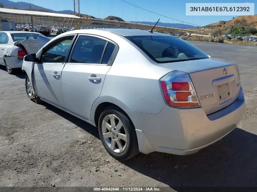 2007 Nissan Sentra 2.0Sl VIN: 3N1AB61E67L612392 Lot: 40842846