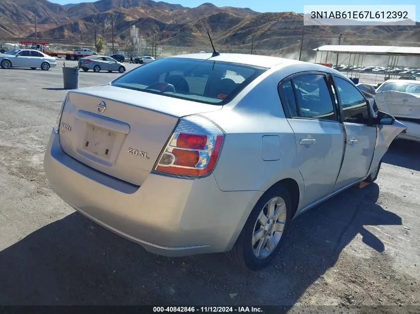 2007 Nissan Sentra 2.0Sl VIN: 3N1AB61E67L612392 Lot: 40842846