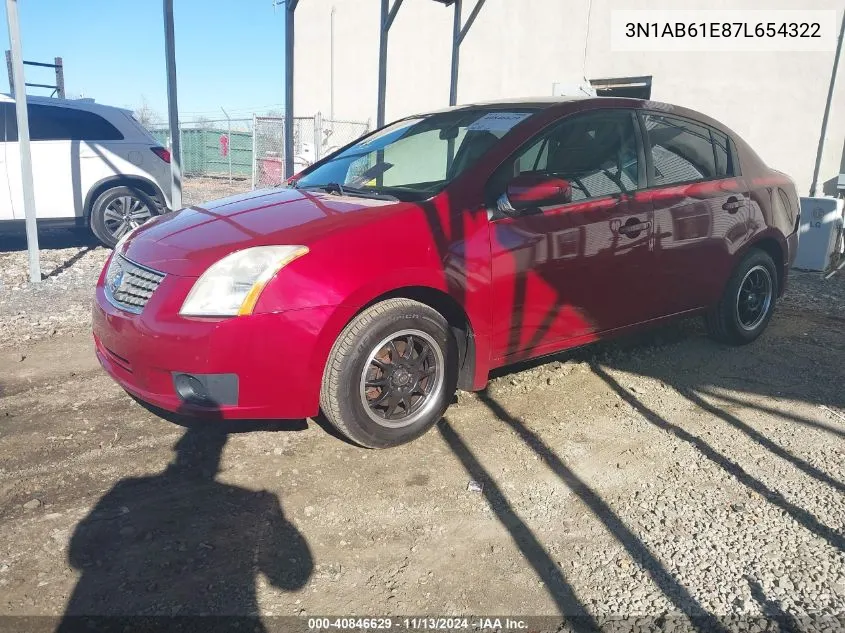 2007 Nissan Sentra 2.0 VIN: 3N1AB61E87L654322 Lot: 40846629