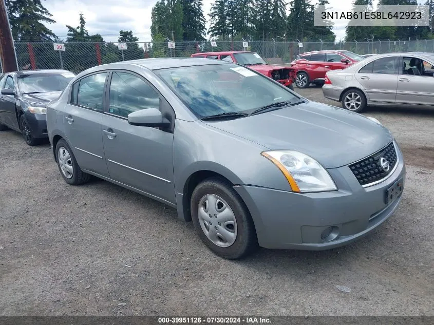 2008 Nissan Sentra 2.0 VIN: 3N1AB61E58L642923 Lot: 39951126