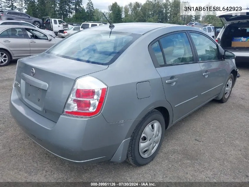 2008 Nissan Sentra 2.0 VIN: 3N1AB61E58L642923 Lot: 39951126