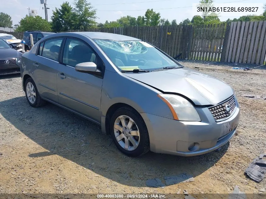 2008 Nissan Sentra 2.0S VIN: 3N1AB61E28L689827 Lot: 40003380