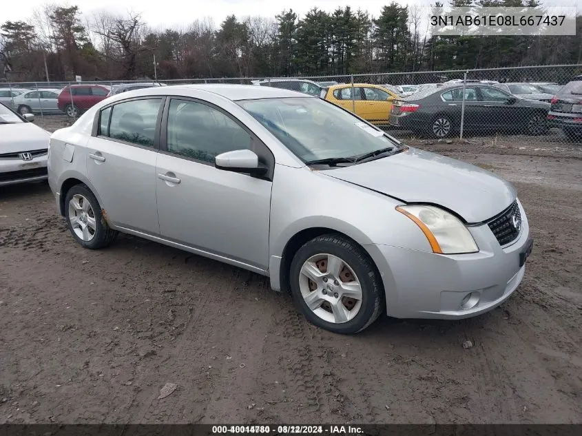 2008 Nissan Sentra 2.0S VIN: 3N1AB61E08L667437 Lot: 40014780