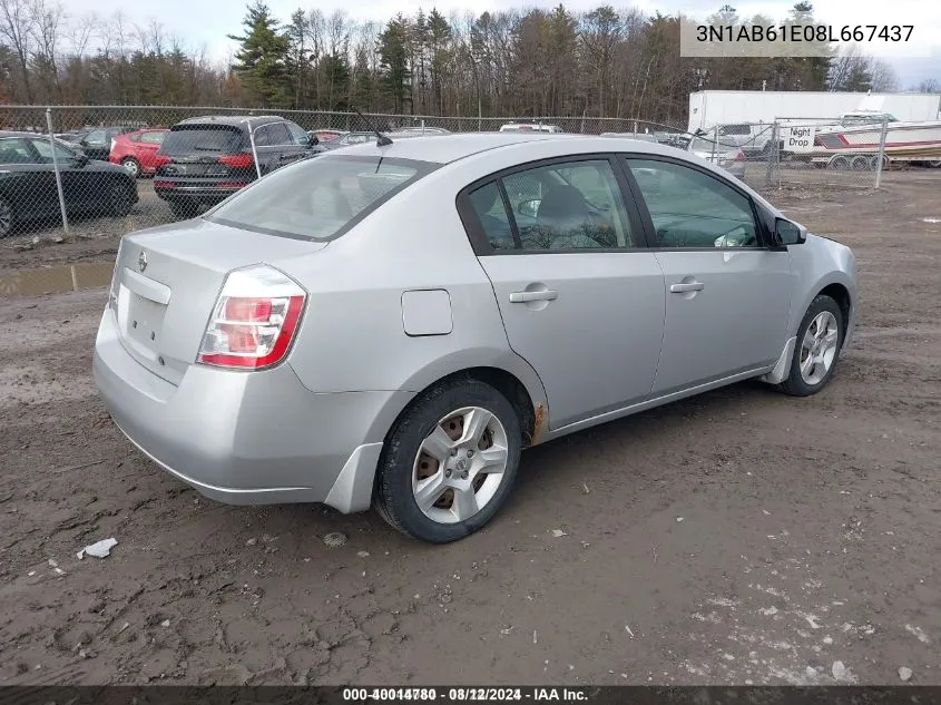 2008 Nissan Sentra 2.0S VIN: 3N1AB61E08L667437 Lot: 40014780