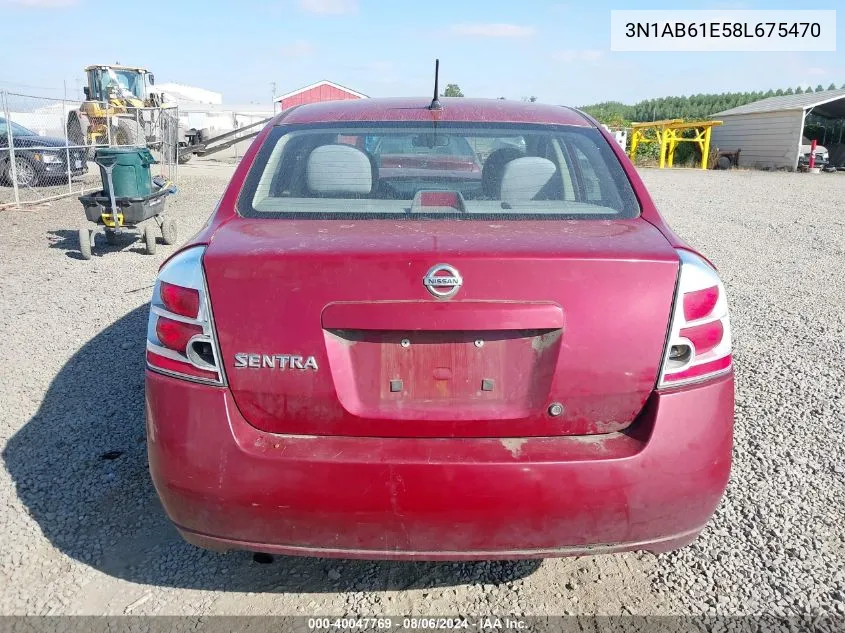 2008 Nissan Sentra 2.0 VIN: 3N1AB61E58L675470 Lot: 40047769