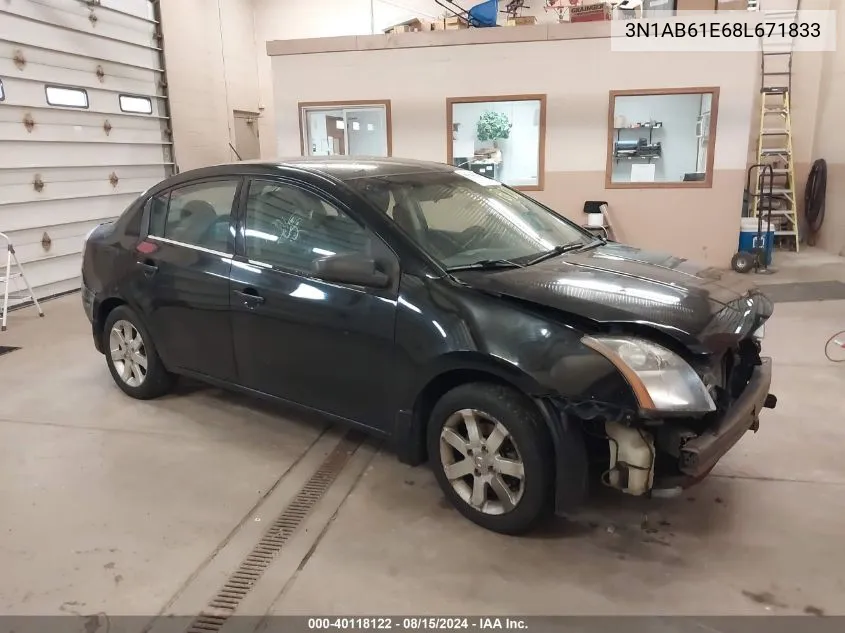 2008 Nissan Sentra 2.0/2.0S/2.0Sl VIN: 3N1AB61E68L671833 Lot: 40118122