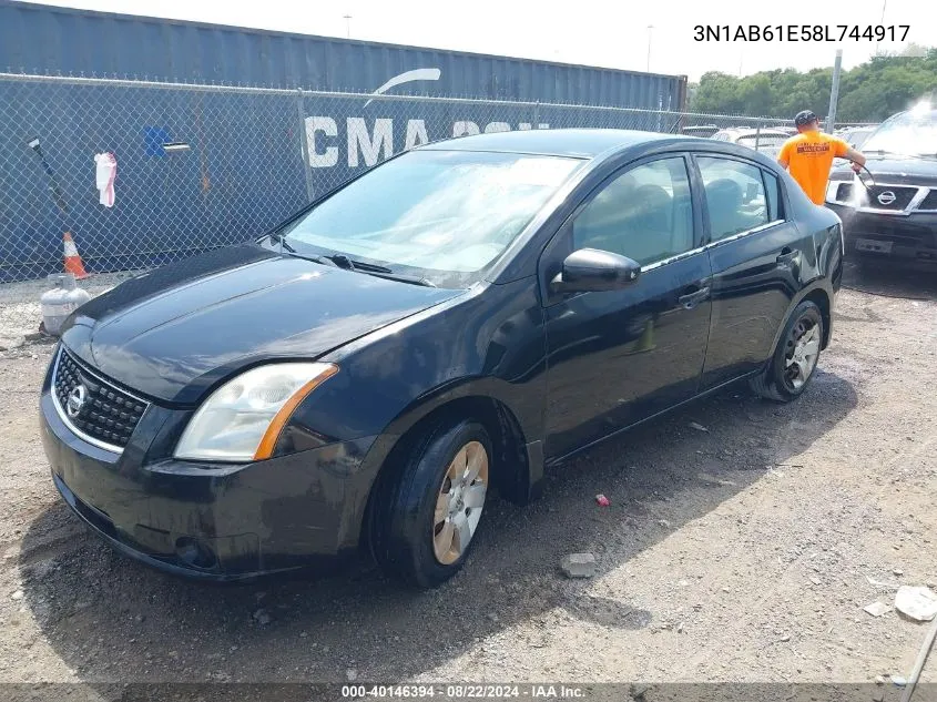 2008 Nissan Sentra 2.0 VIN: 3N1AB61E58L744917 Lot: 40146394