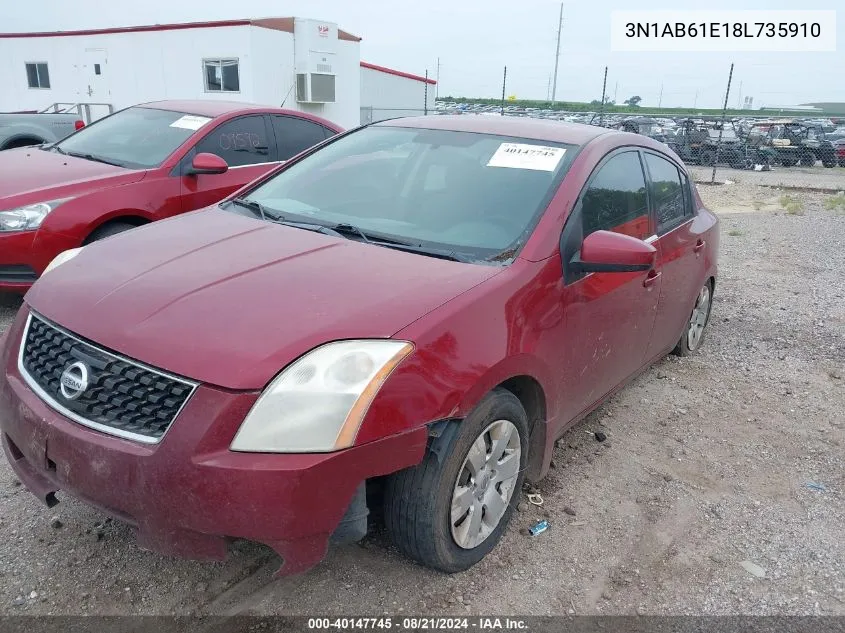 2008 Nissan Sentra 2.0 VIN: 3N1AB61E18L735910 Lot: 40147745