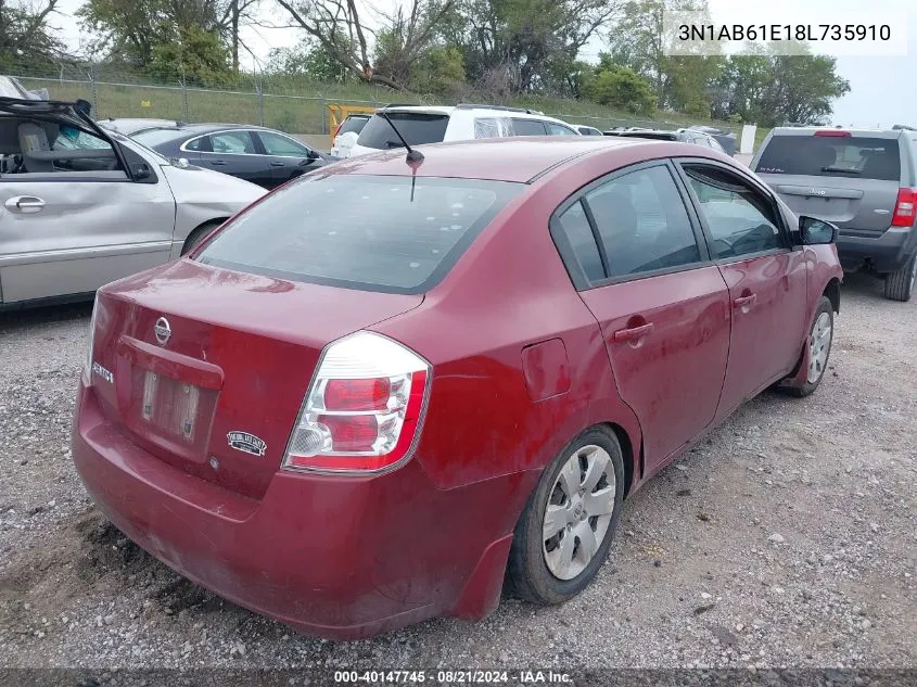 2008 Nissan Sentra 2.0 VIN: 3N1AB61E18L735910 Lot: 40147745