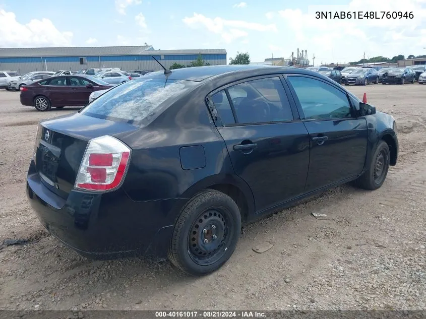 2008 Nissan Sentra 2.0S VIN: 3N1AB61E48L760946 Lot: 40161017