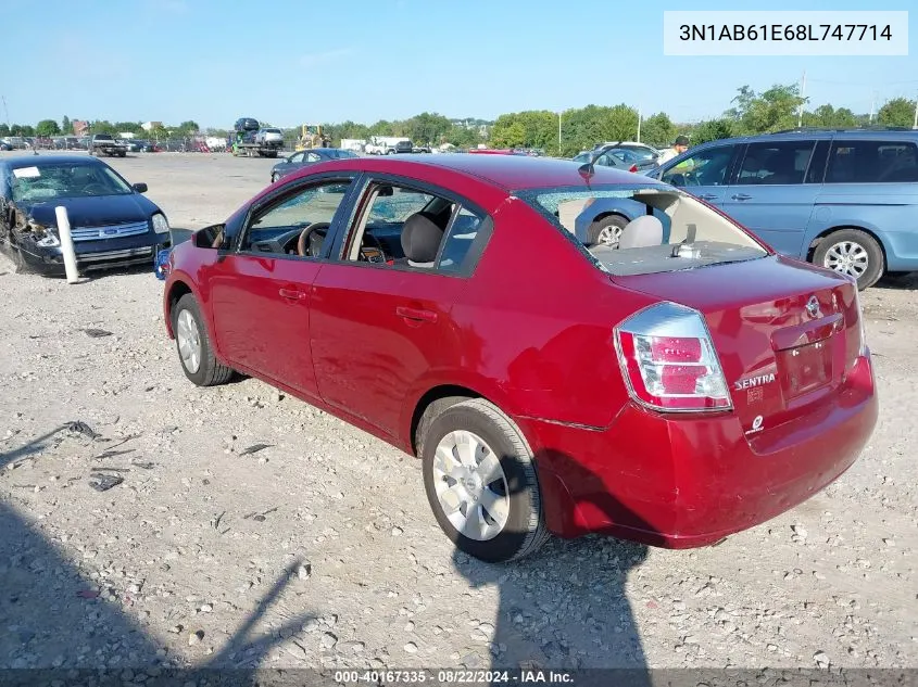 2008 Nissan Sentra 2.0 VIN: 3N1AB61E68L747714 Lot: 40167335