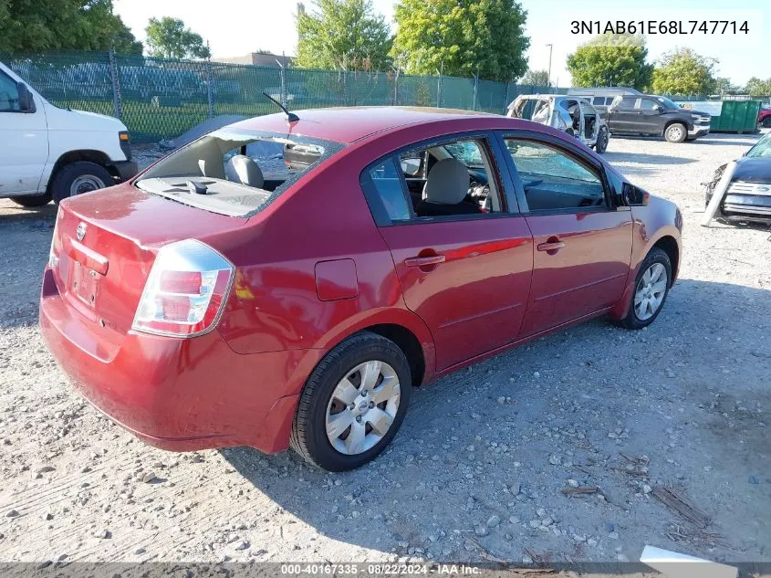 2008 Nissan Sentra 2.0 VIN: 3N1AB61E68L747714 Lot: 40167335