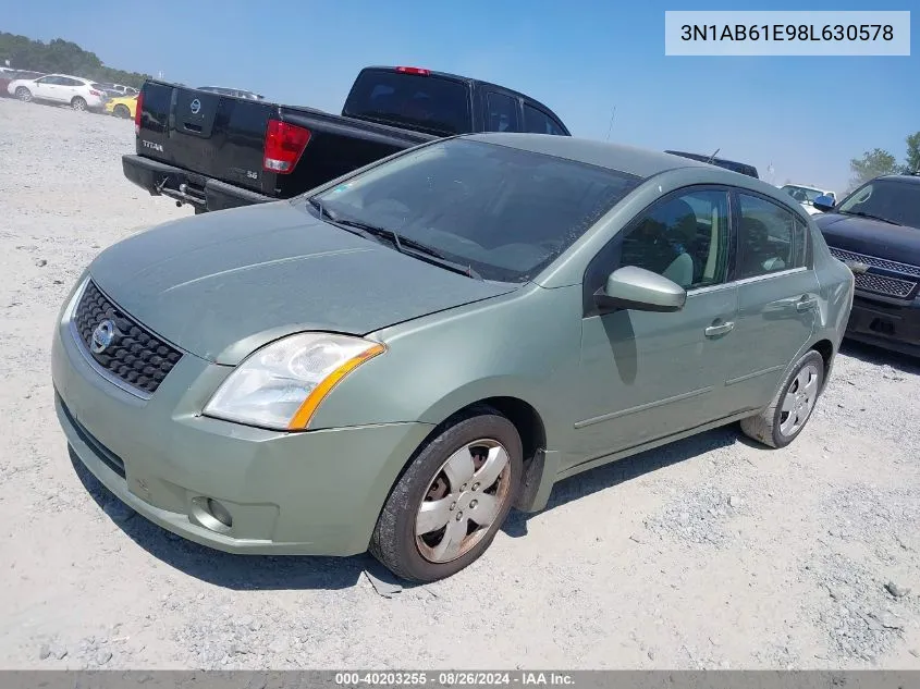 2008 Nissan Sentra 2.0S VIN: 3N1AB61E98L630578 Lot: 40203255