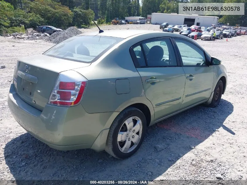 2008 Nissan Sentra 2.0S VIN: 3N1AB61E98L630578 Lot: 40203255