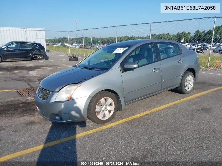 2008 Nissan Sentra 2.0 VIN: 3N1AB61E68L742058 Lot: 40210246