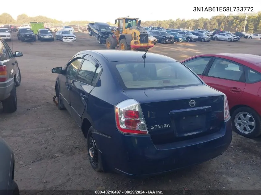 2008 Nissan Sentra 2.0 VIN: 3N1AB61E58L733772 Lot: 40216497