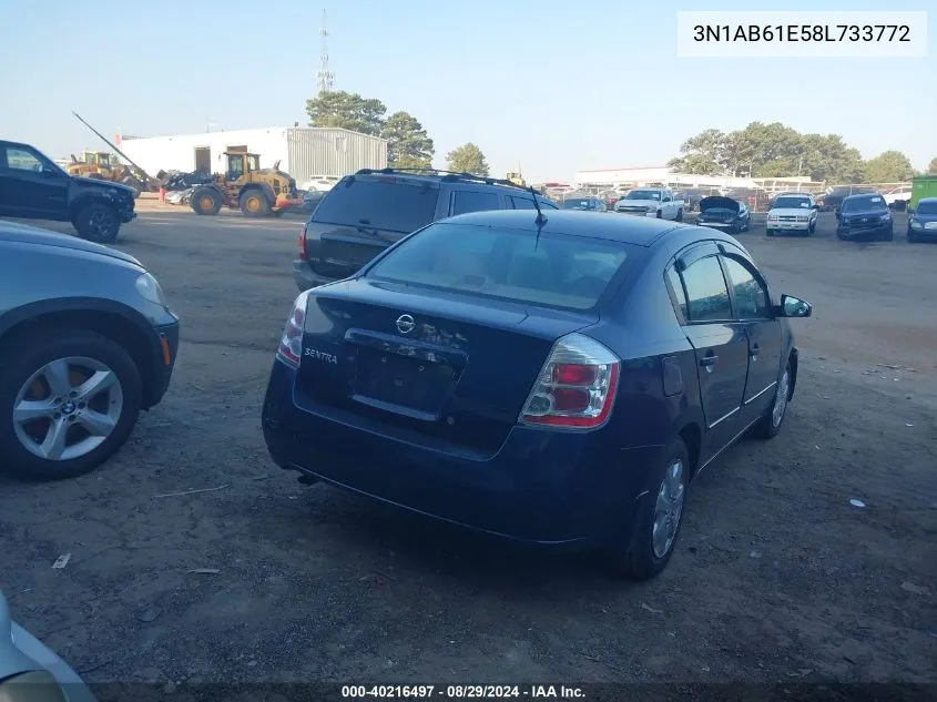 2008 Nissan Sentra 2.0 VIN: 3N1AB61E58L733772 Lot: 40216497