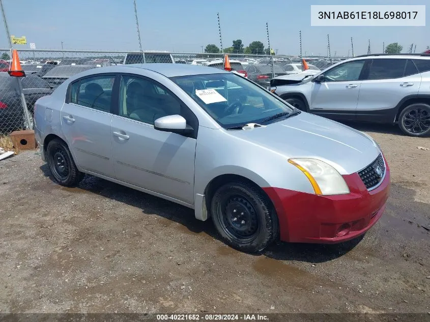 3N1AB61E18L698017 2008 Nissan Sentra 2.0S