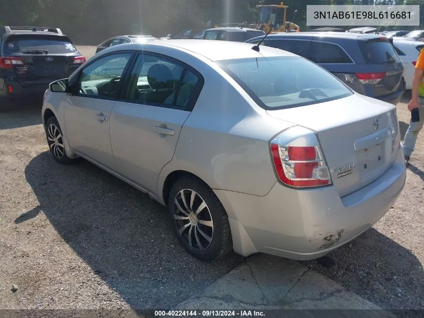 2008 Nissan Sentra 2.0S VIN: 3N1AB61E98L616681 Lot: 40224144