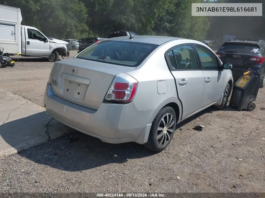 2008 Nissan Sentra 2.0S VIN: 3N1AB61E98L616681 Lot: 40224144