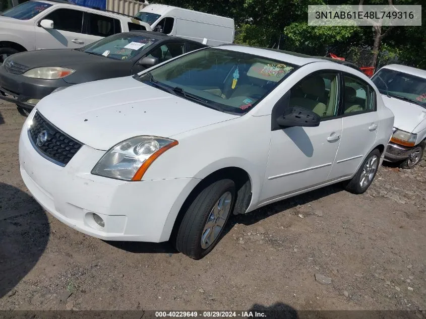 2008 Nissan Sentra 2.0S VIN: 3N1AB61E48L749316 Lot: 40229649