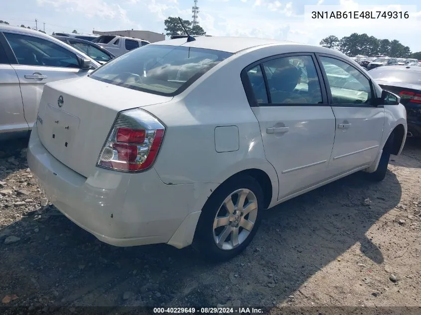 3N1AB61E48L749316 2008 Nissan Sentra 2.0S