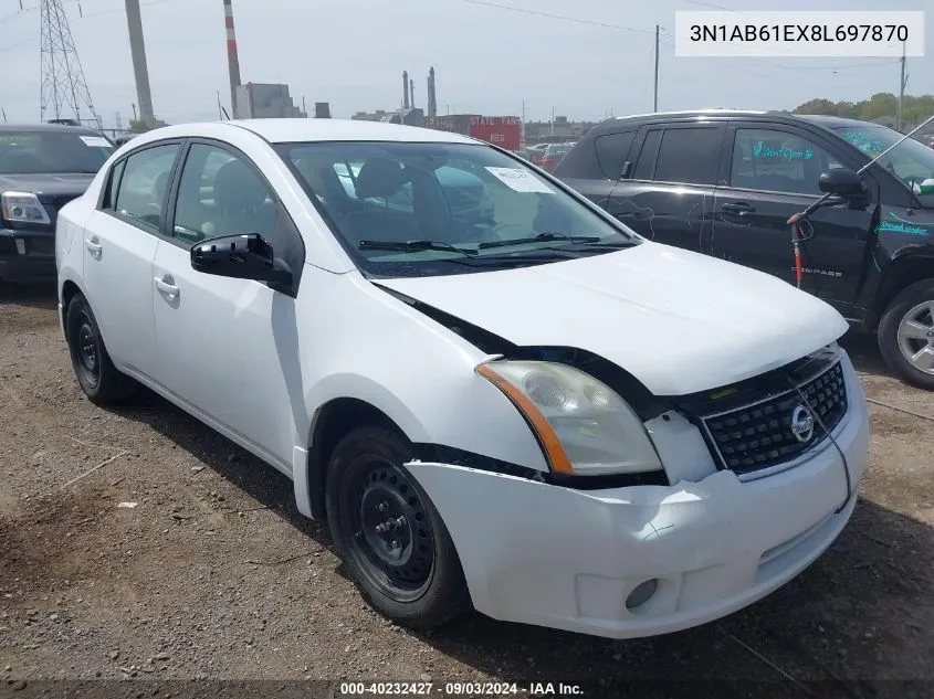 2008 Nissan Sentra 2.0S VIN: 3N1AB61EX8L697870 Lot: 40232427