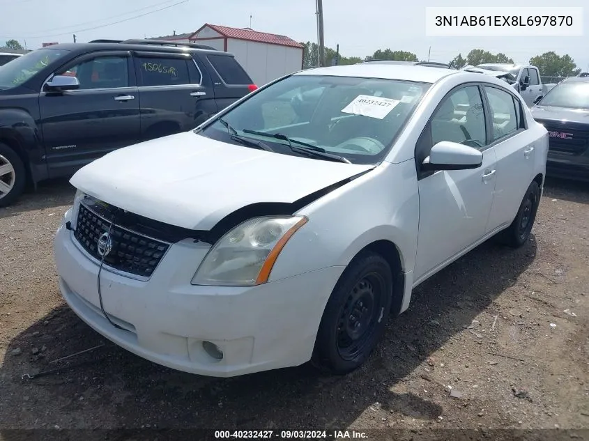 2008 Nissan Sentra 2.0S VIN: 3N1AB61EX8L697870 Lot: 40232427