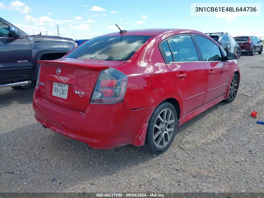 2008 Nissan Sentra Se-R Spec V VIN: 3N1CB61E48L644736 Lot: 40237898