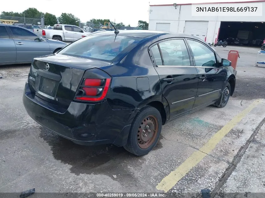 2008 Nissan Sentra 2.0/2.0S/2.0Sl VIN: 3N1AB61E98L669137 Lot: 40259019